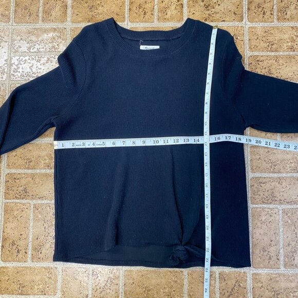Madewell Black Ribbed Front Knot Top - Picture 10 of 10